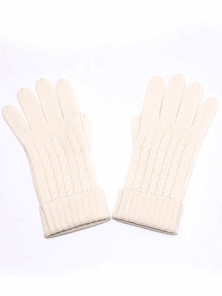 women cashmere white color gloves 