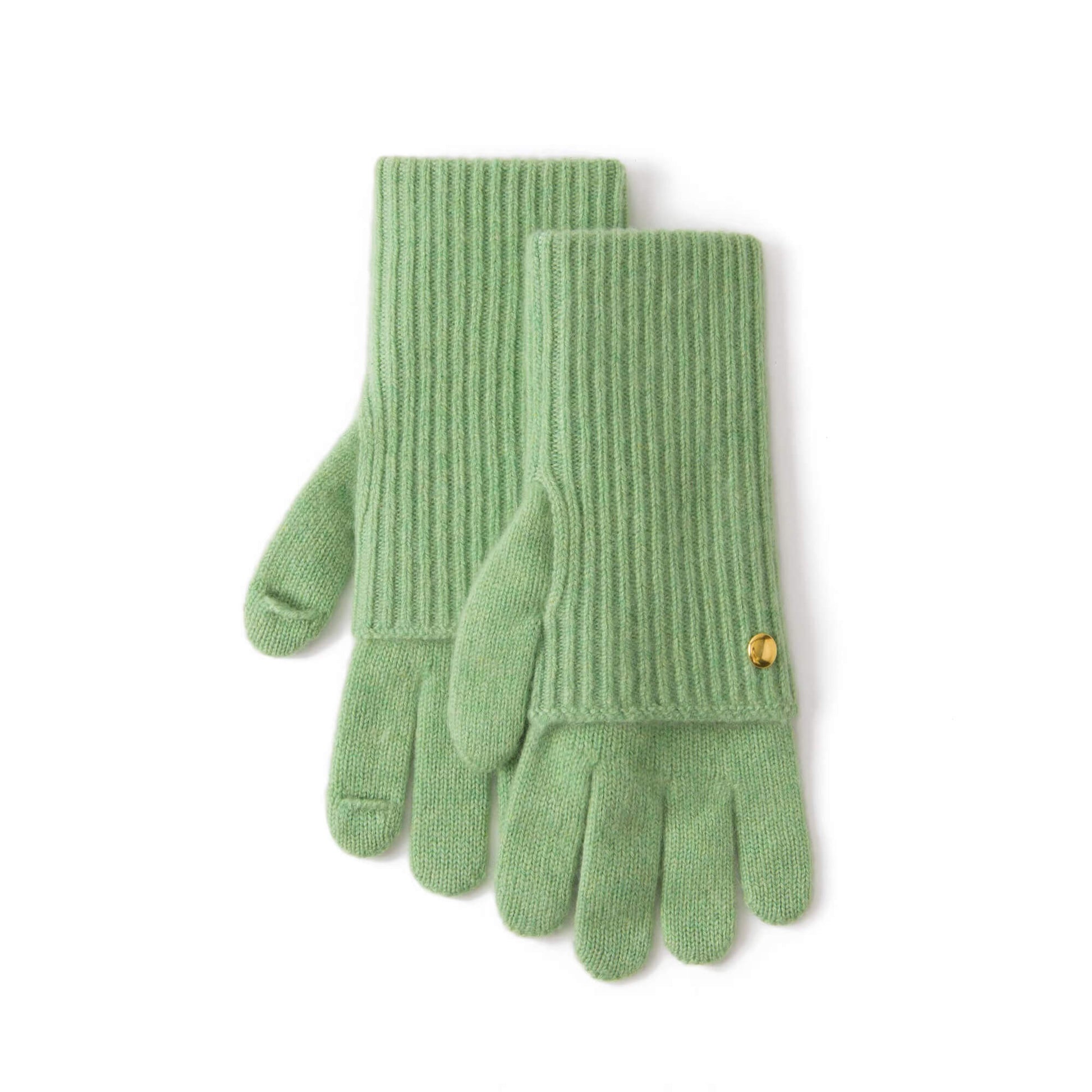 women's  long cashmere Touchscreen gloves in green