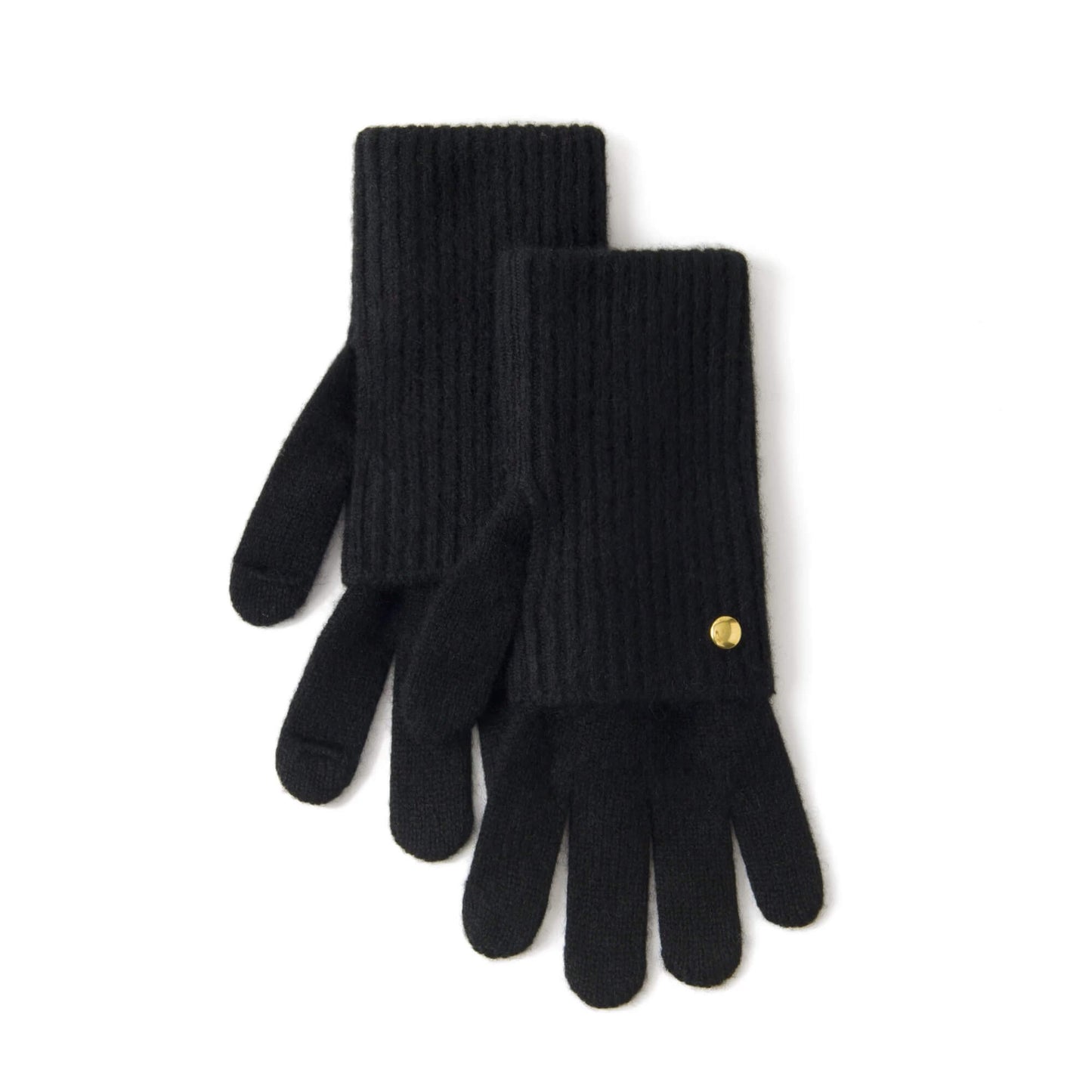 women's  long cashmere Touchscreen gloves in black 