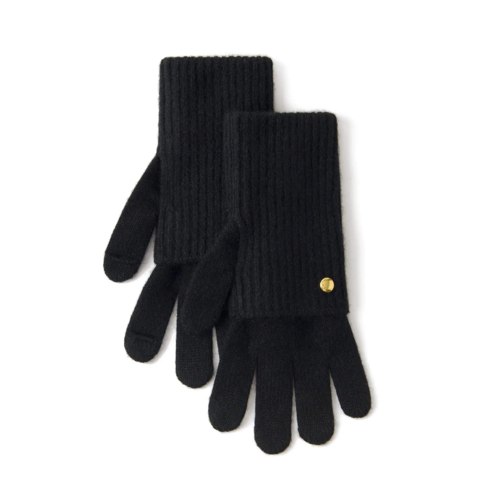 women's  long cashmere Touchscreen gloves in black 