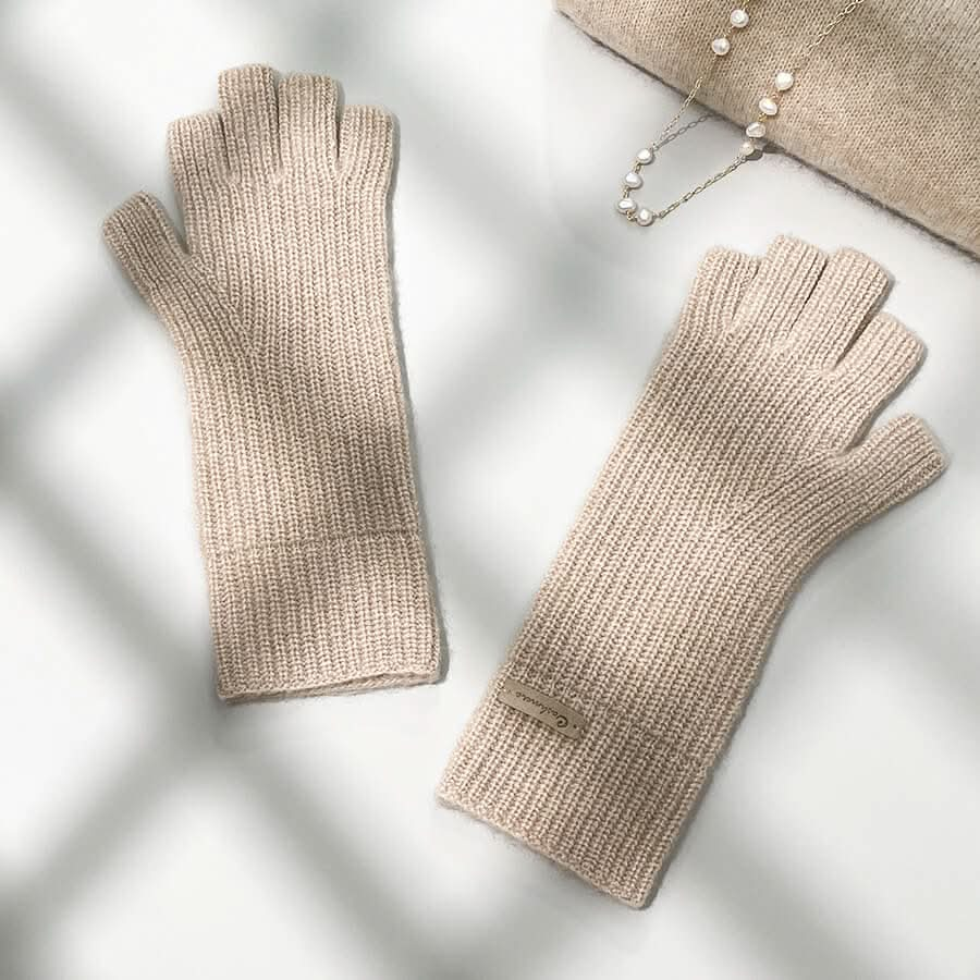 women pure cashmere chunky gloves