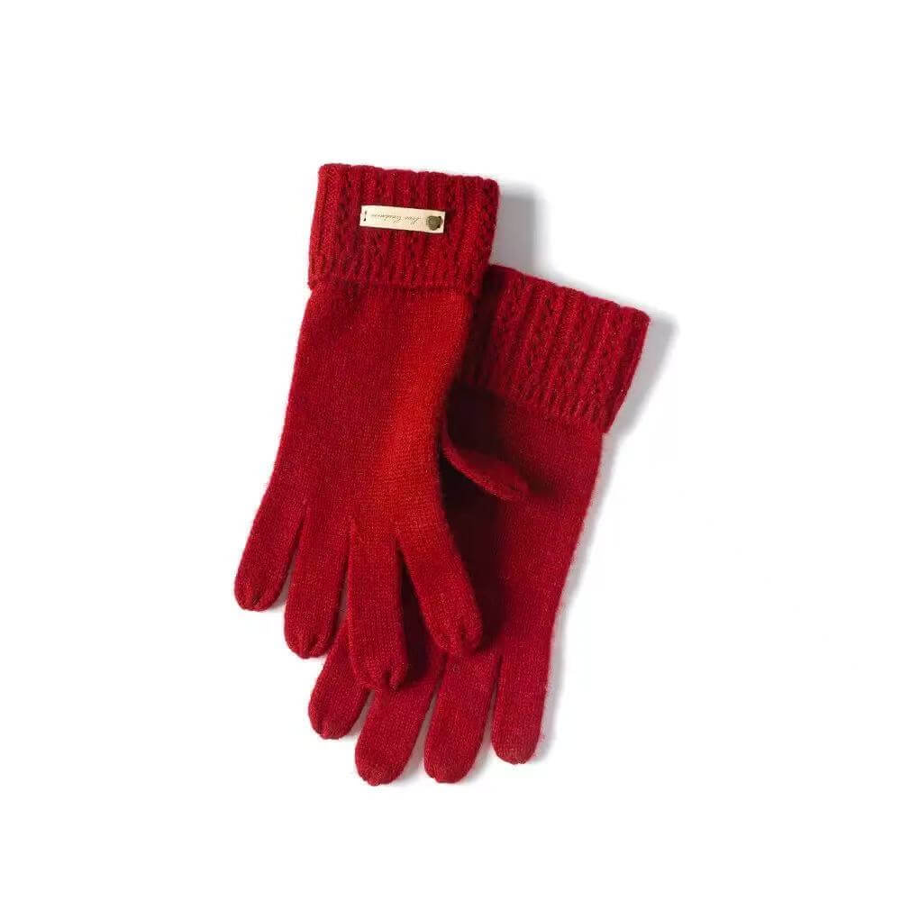 red women cashmere gloves warm winter fashion accessory