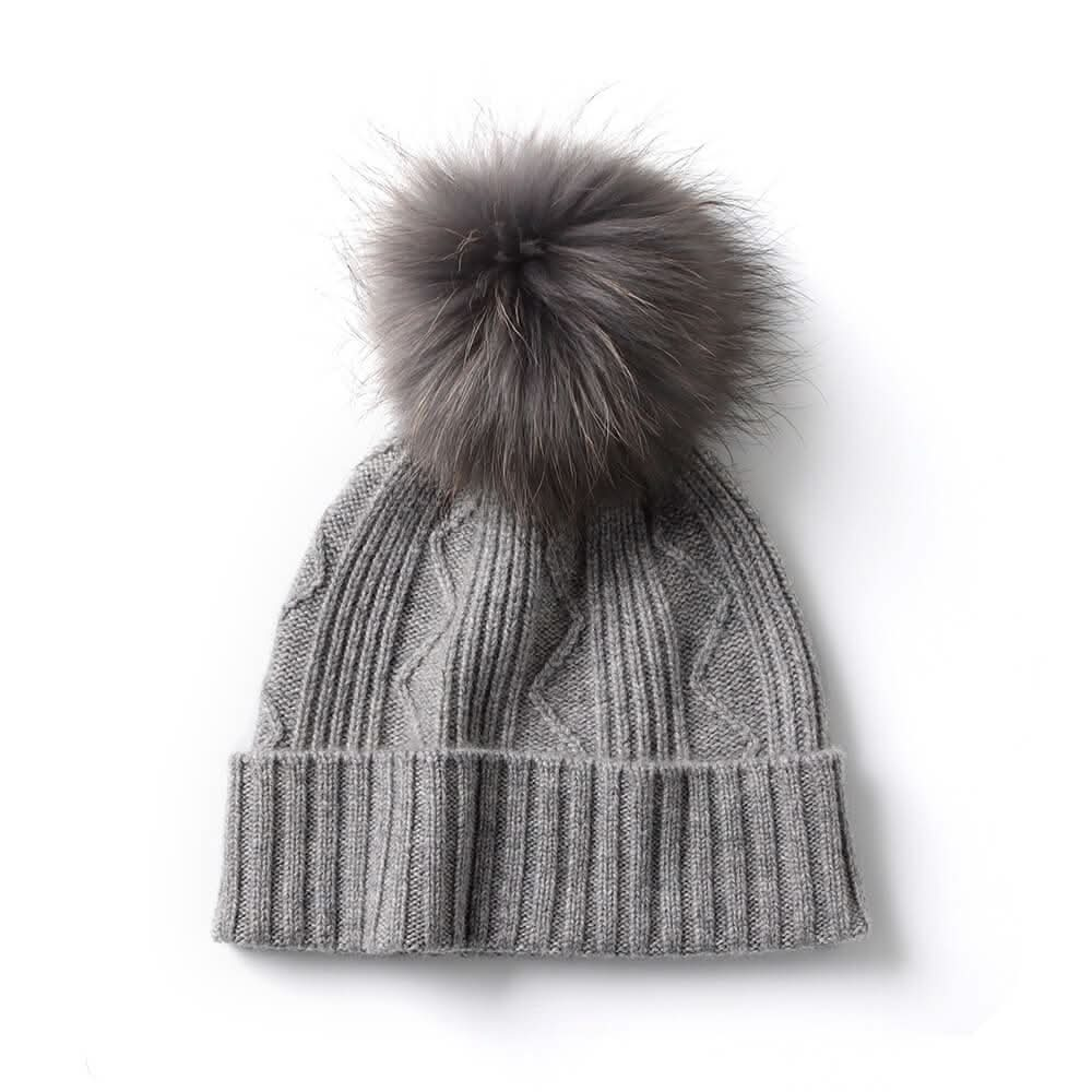 women cashmere beanie hats with pom pom