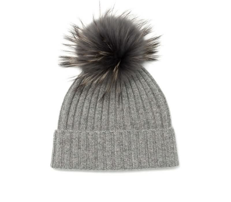 cashmere pom pom ribbed beanie hats for women, a soft and warm pom pom beanie for winter