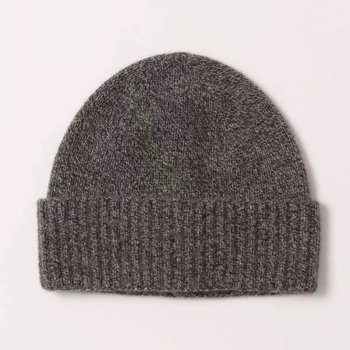 Unisex 100% Cashmere Thick Knit Winter Hat in grey