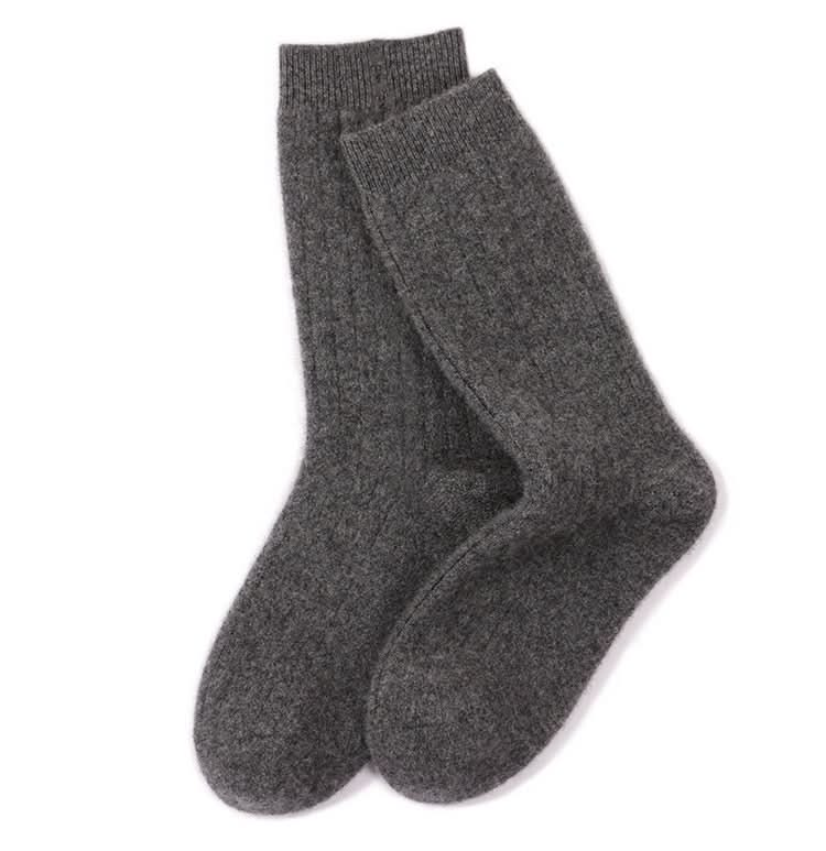 cashmere ribbed bed socks,Women's Pure Cashmere Socks in dark grey