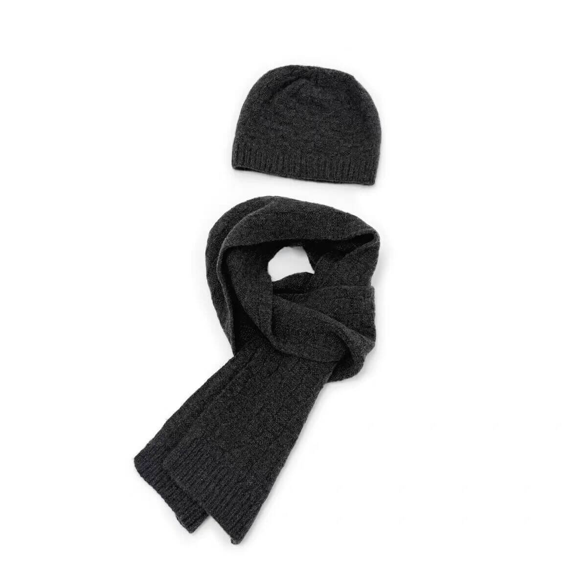 Black navy cashmere men’s hat and scarf,luxury cashmere gifts for men