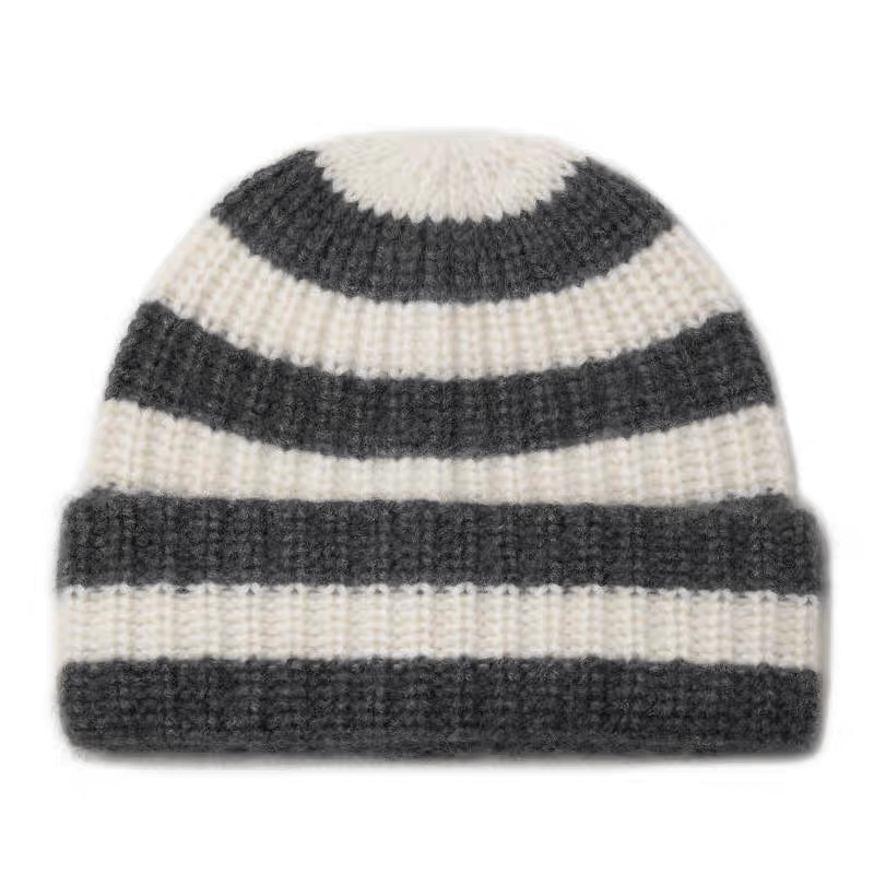 Striped Thickened Women's Cashmere Hat  in grey