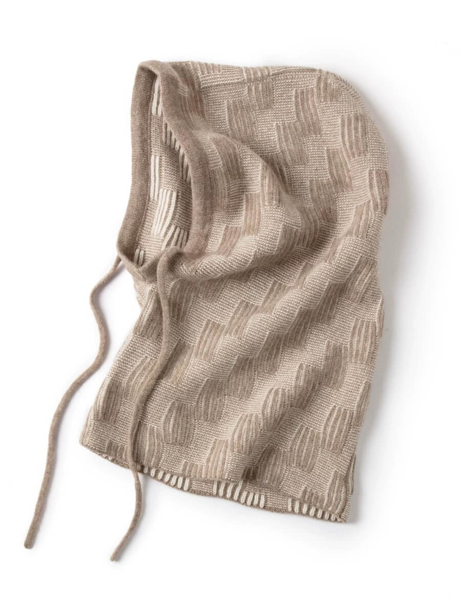 Two-color geometric cashmere knit hat, warm and breathable