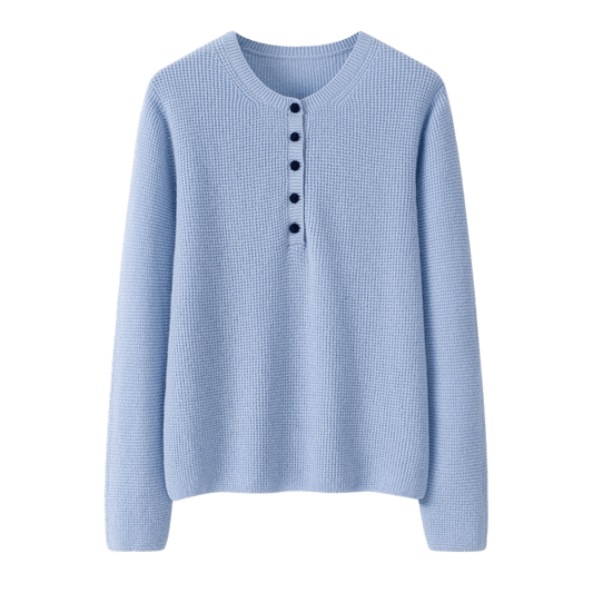 light blue long-sleeve 100% cashmere sweater shirt 