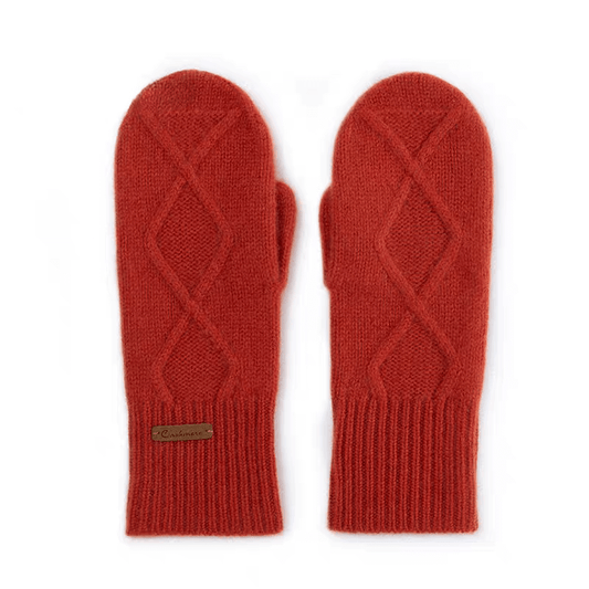 Luxury Women's 100% Cashmere Mittens in red 