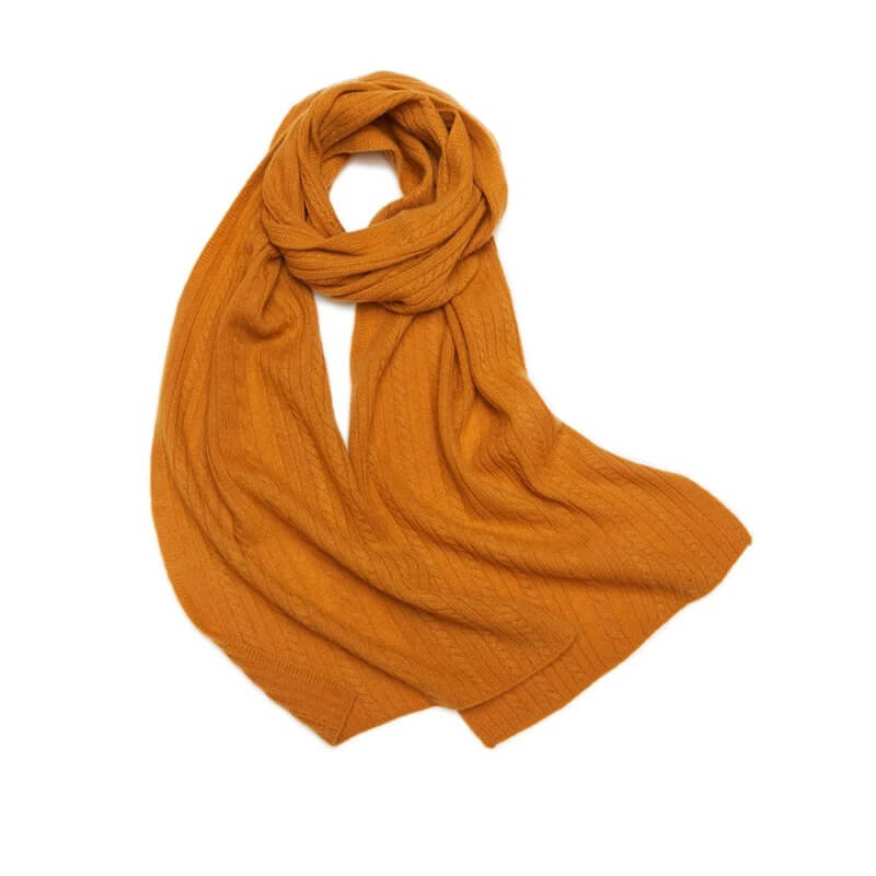 The Heritage Ribbed Scarf in 100% Pure Cashmere in orange