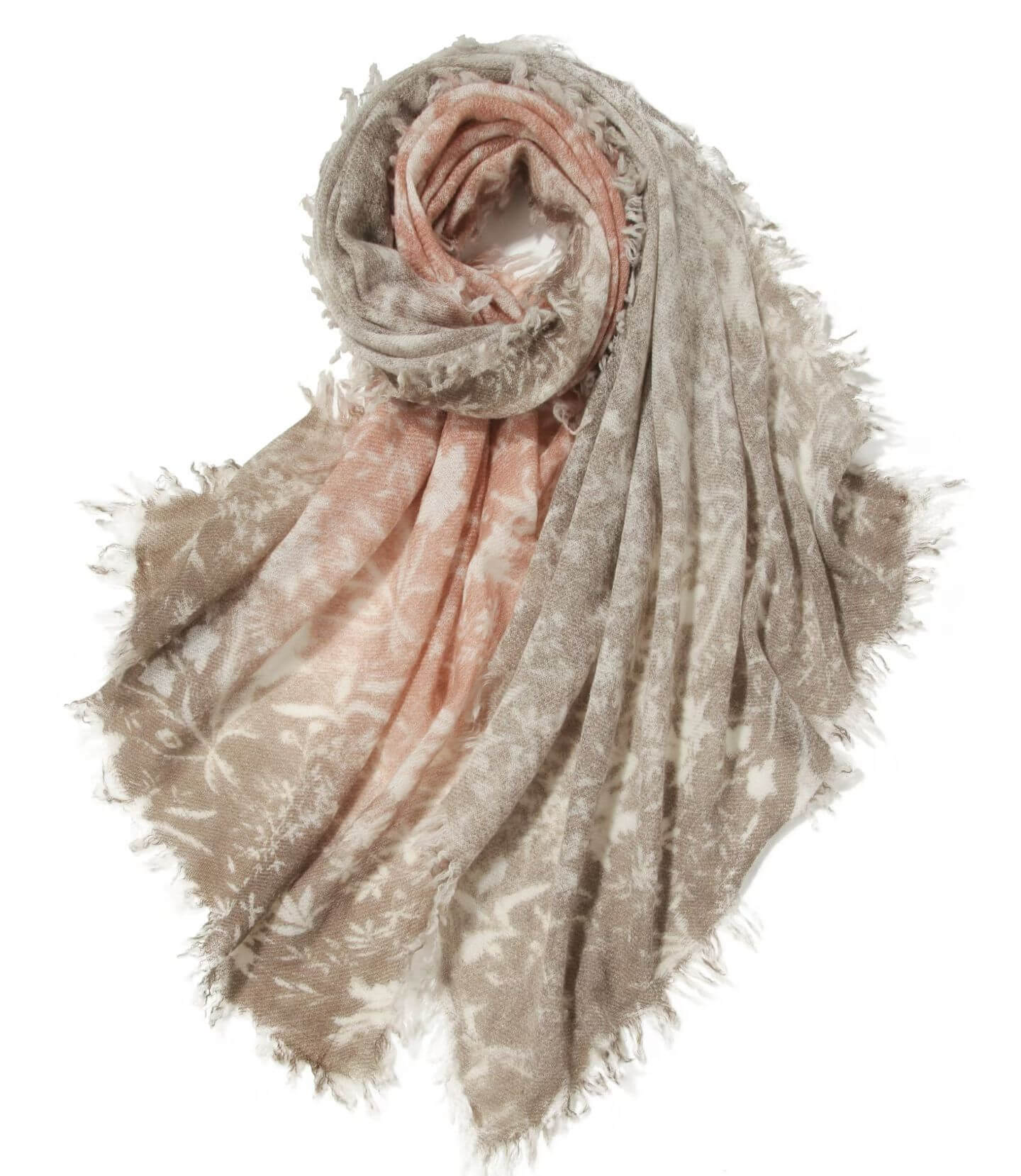 Handmade cashmere scarf in coffee and orange gradient tones