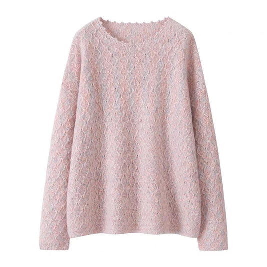 Luxury 100% Cashmere Sweater in heather pink