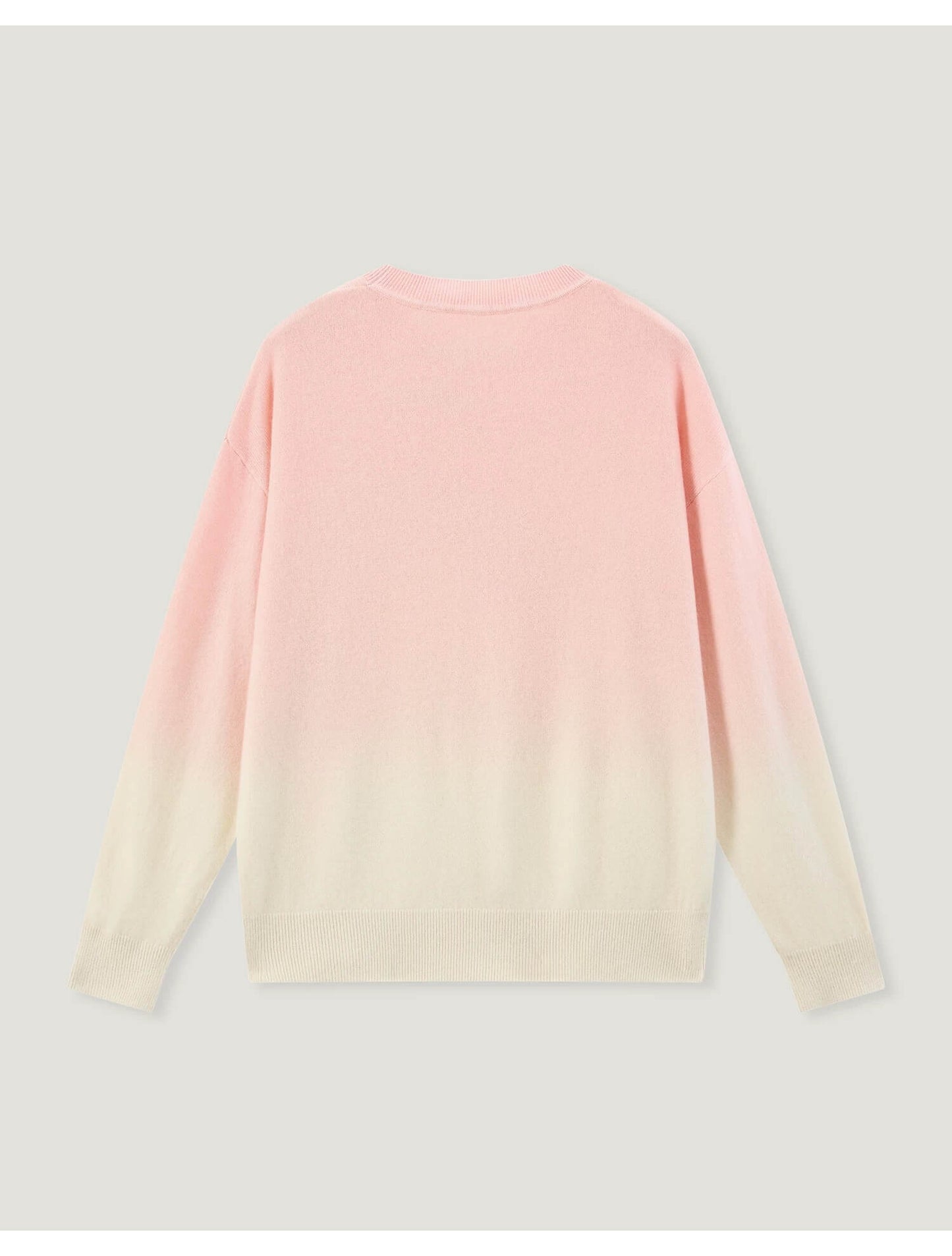 	Round-neck gradient cashmere sweater with ribbed cuffs and hem