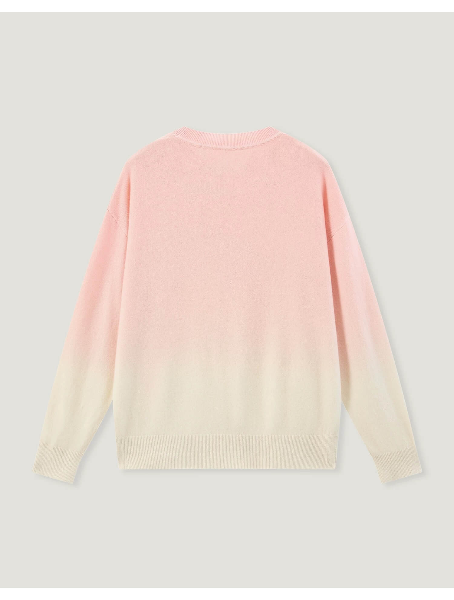 	Round-neck gradient cashmere sweater with ribbed cuffs and hem