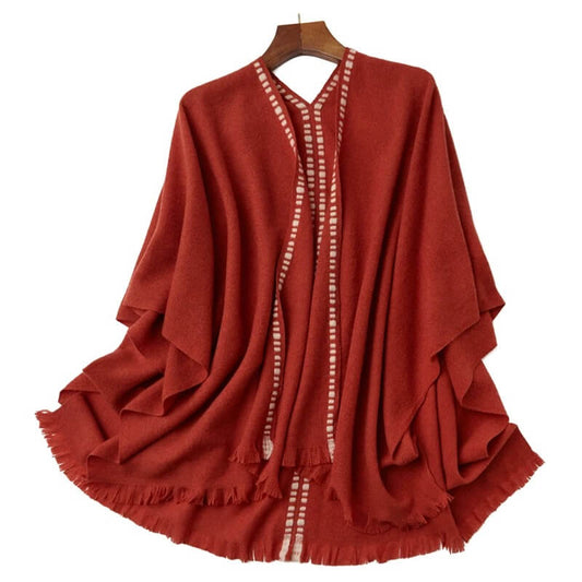 Festive red cashmere cape for Christmas or New Year