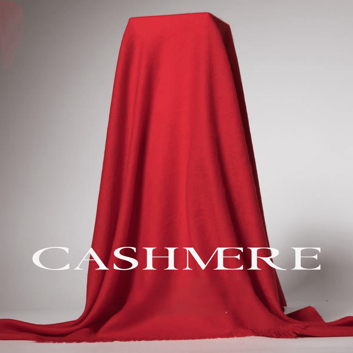 	100% cashmere diamond-weave shawl in red, 210×100 cm lightweight-thick wrap
