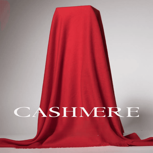 	100% cashmere diamond-weave shawl in red, 210×100 cm lightweight-thick wrap