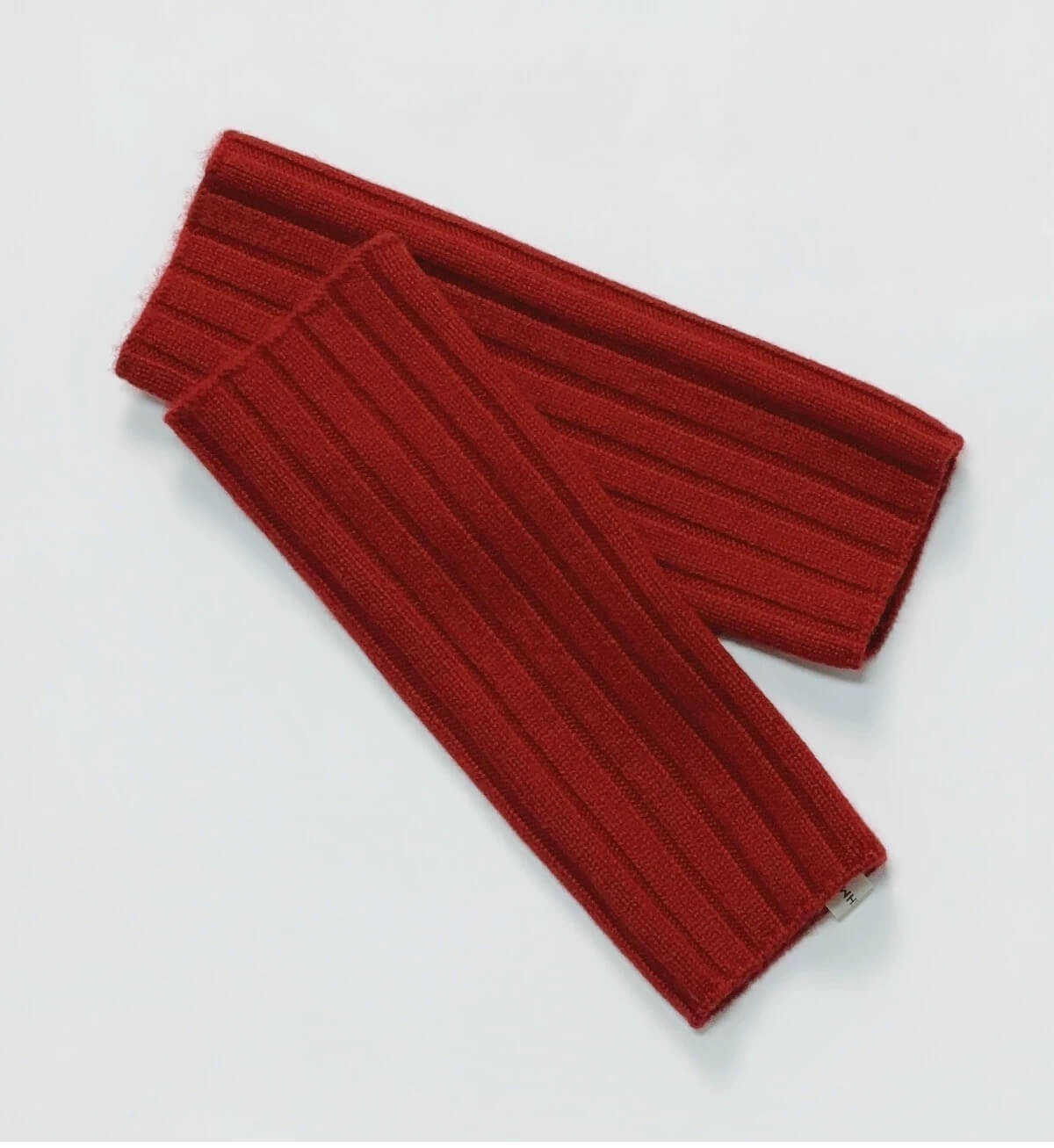women's cashmere fingerless gloves with rib knit in red 