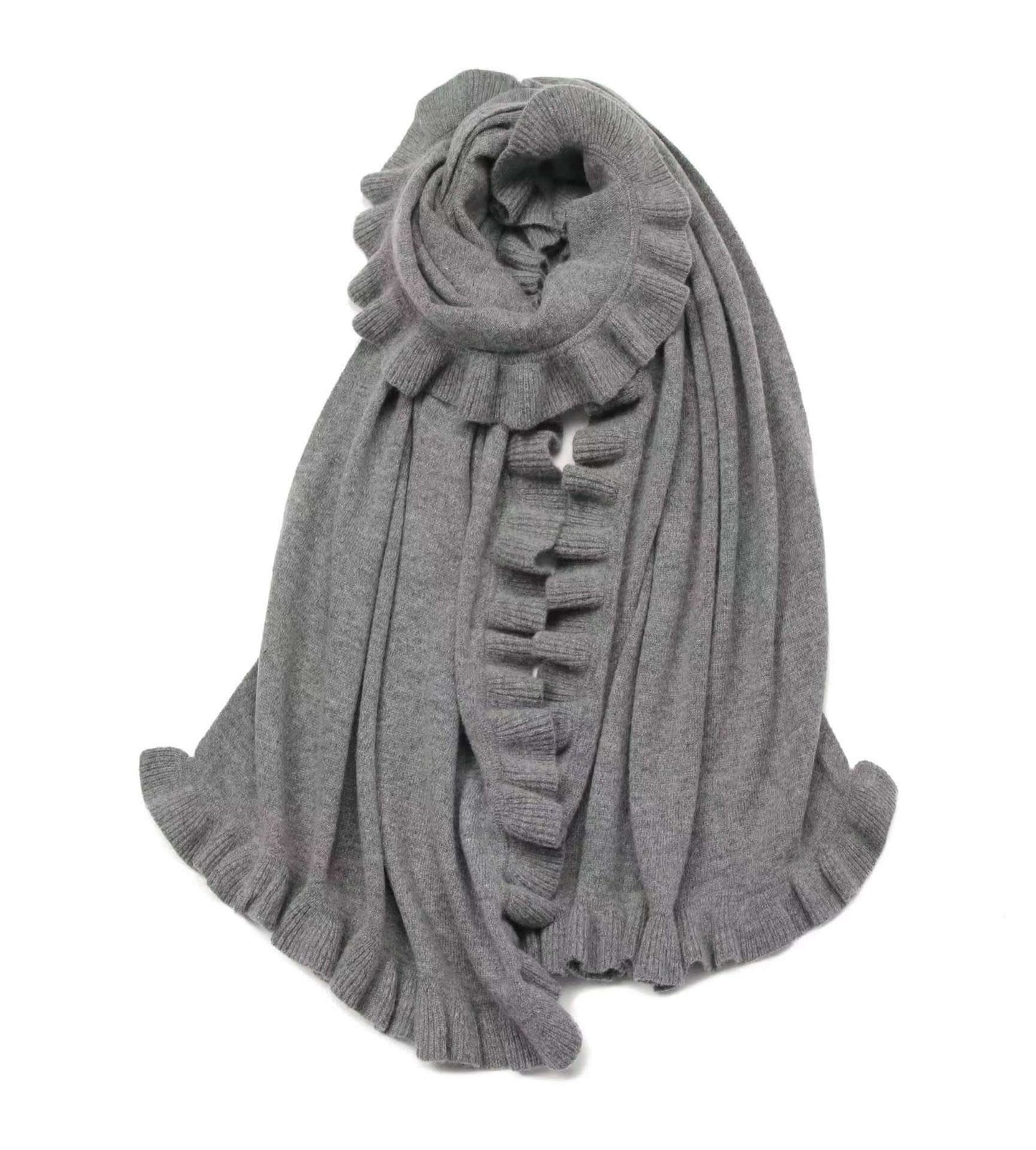 Women's cashmere scarf with Ruffles