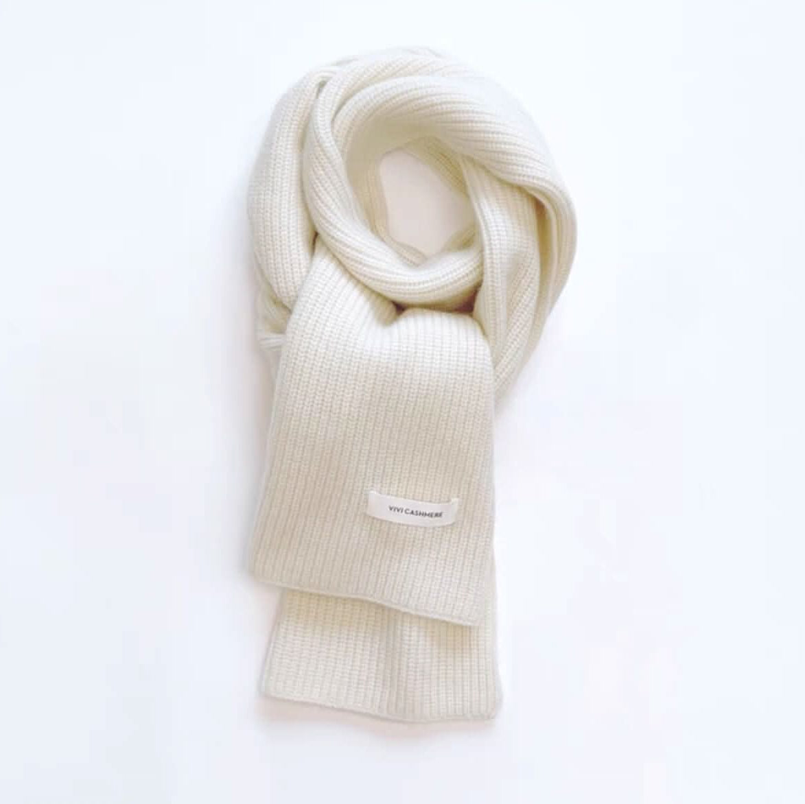 baby ribbed cashmere white scarf 