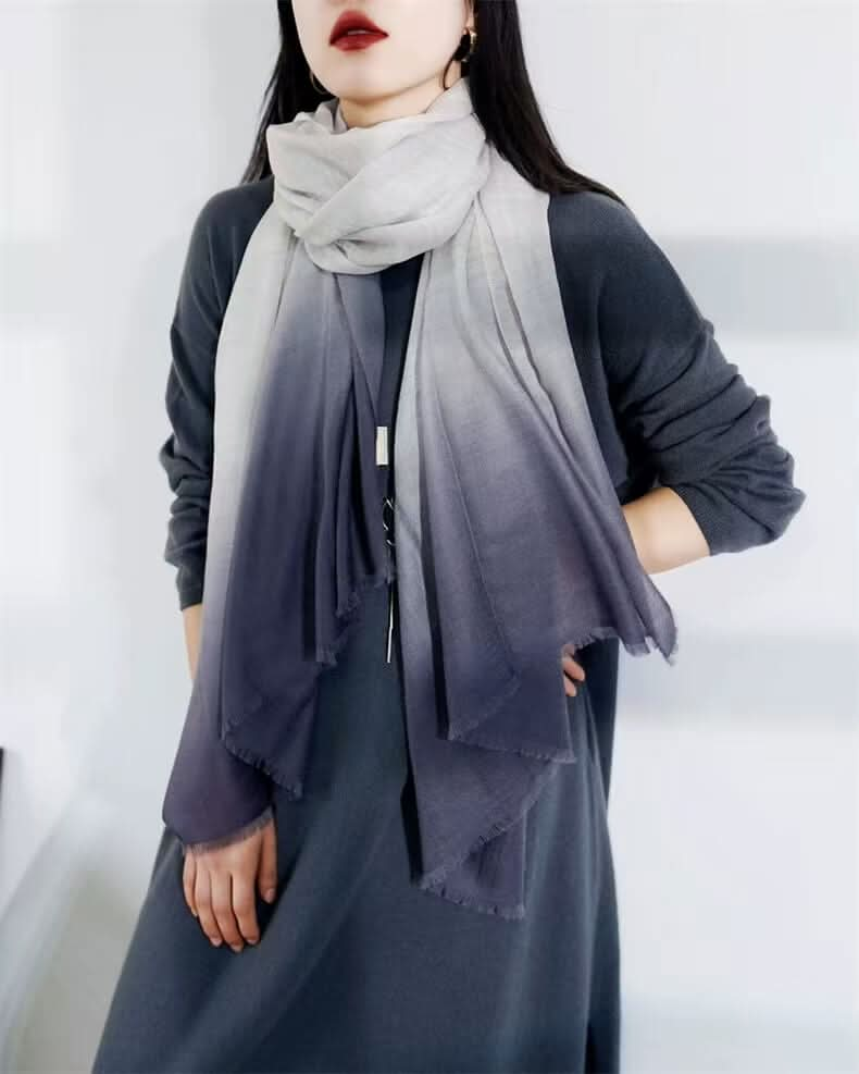 Women's Ombre Cashmere Scarf Shawl  in grey color