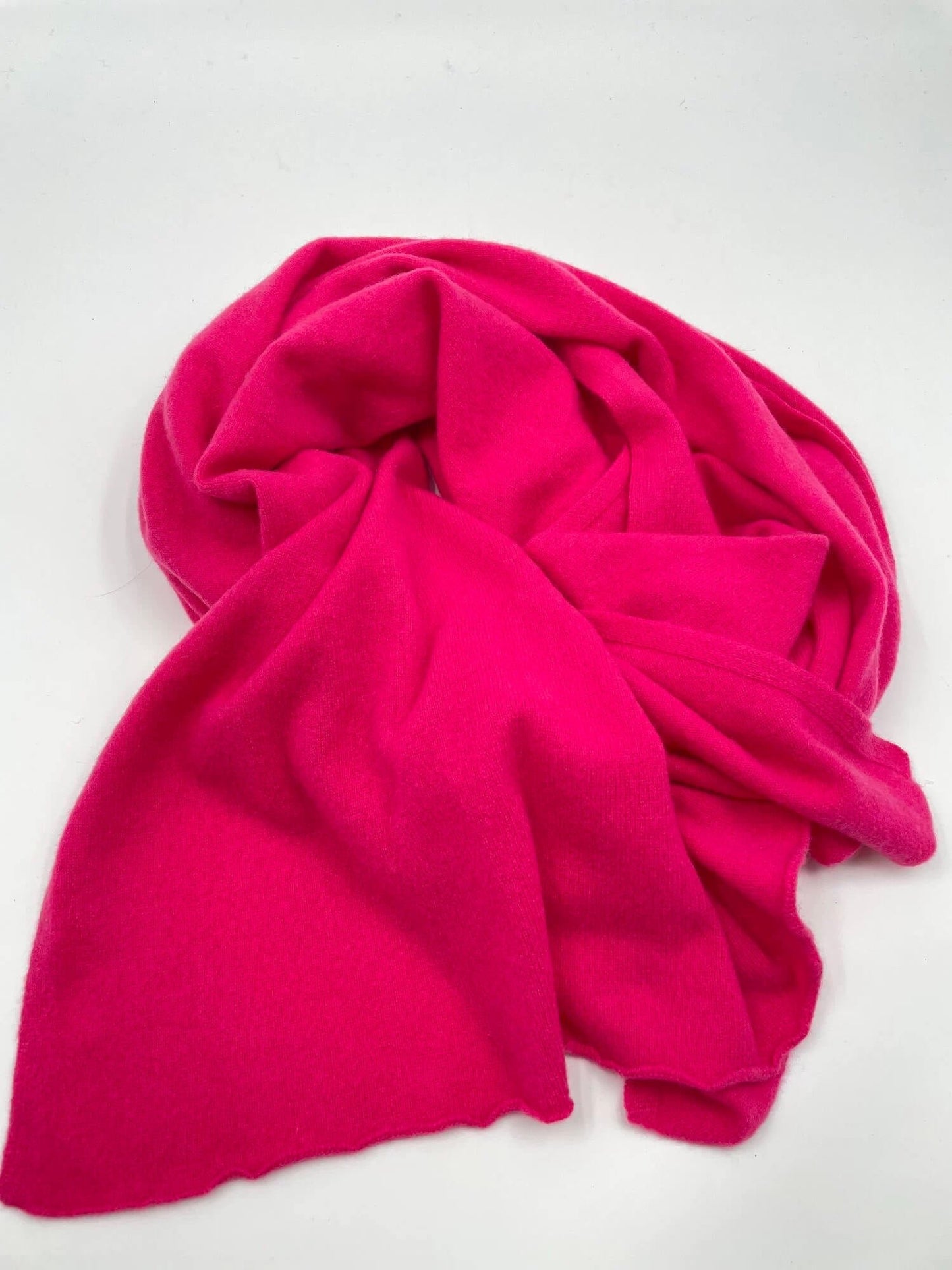 Luxury 100% Cashmere Solid Knit Scarf in hot pink for women