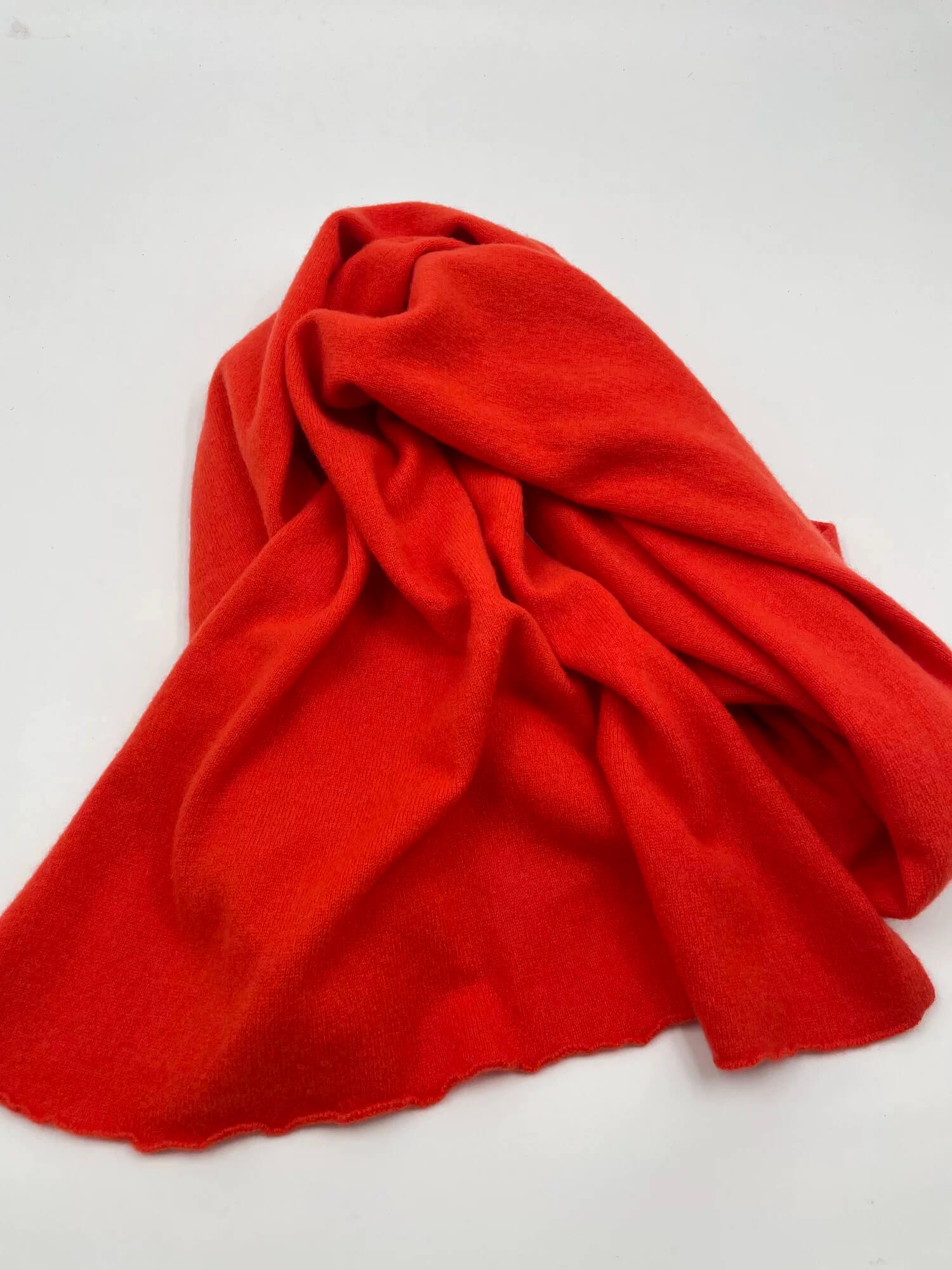 Luxury 100% Cashmere Solid Knit Scarf in orange red for women