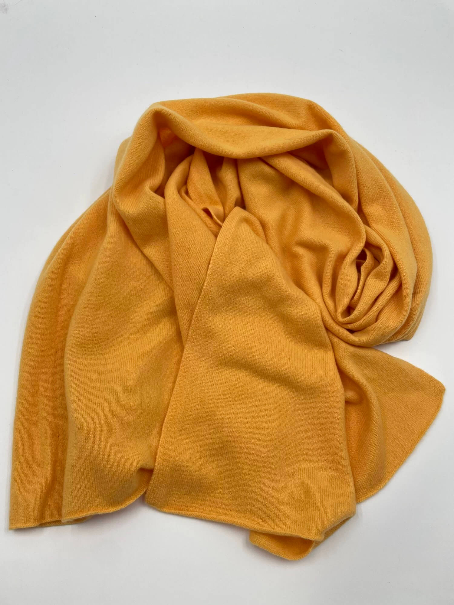 Luxury 100% Cashmere Solid Knit Scarf in  orange yellow for women