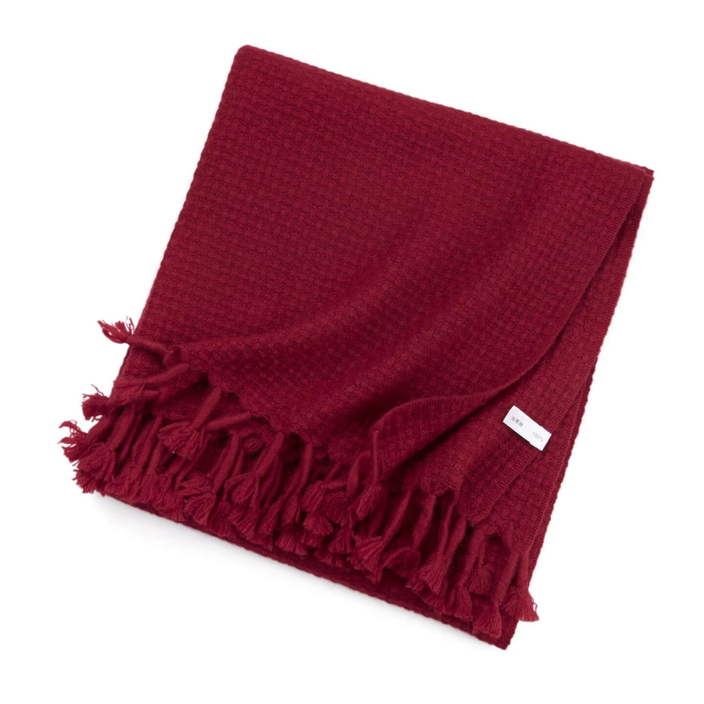 Luxury pure cashmere winter scarf with hand-twisted fringe