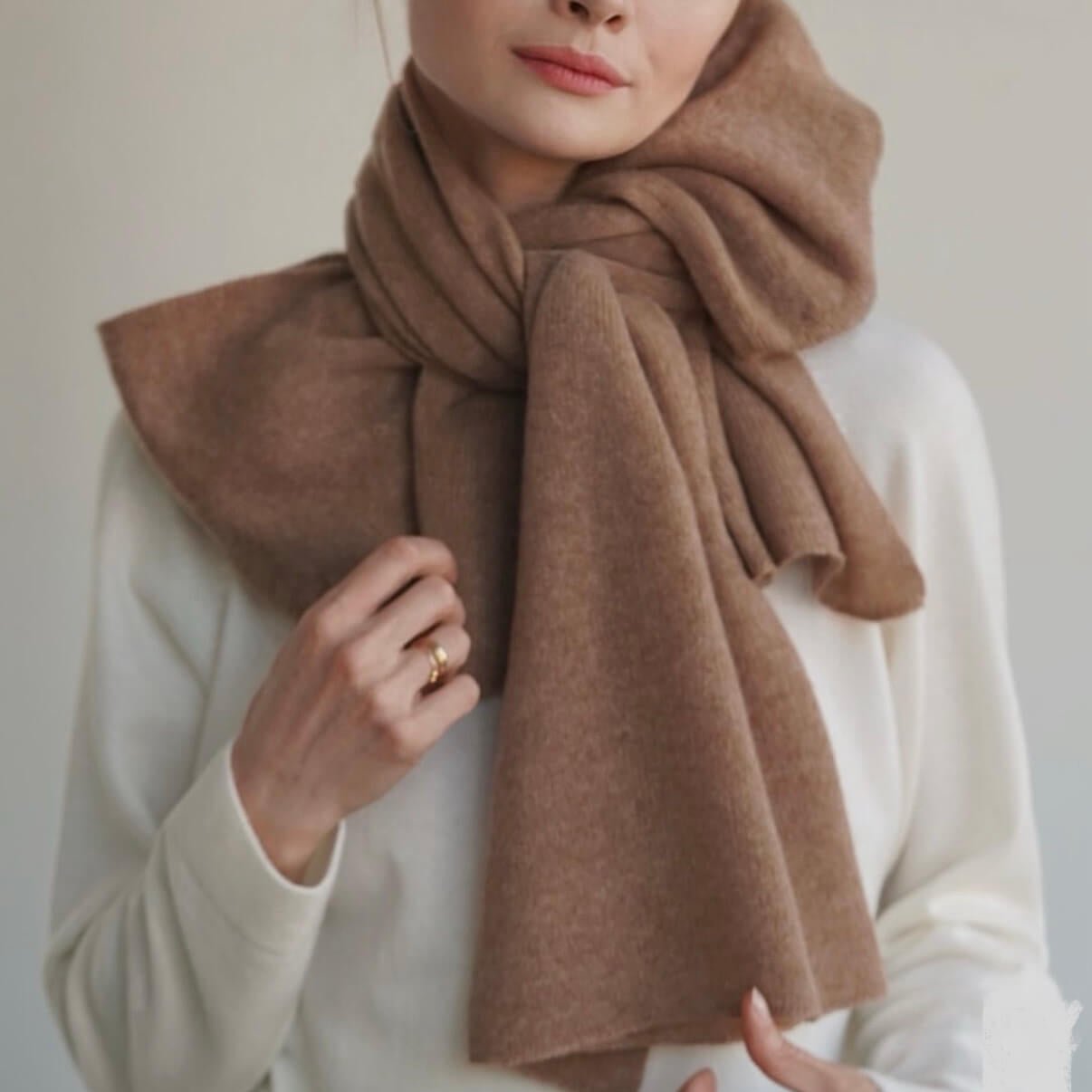 100% cashmere knitted scarf in solid colors for men and women