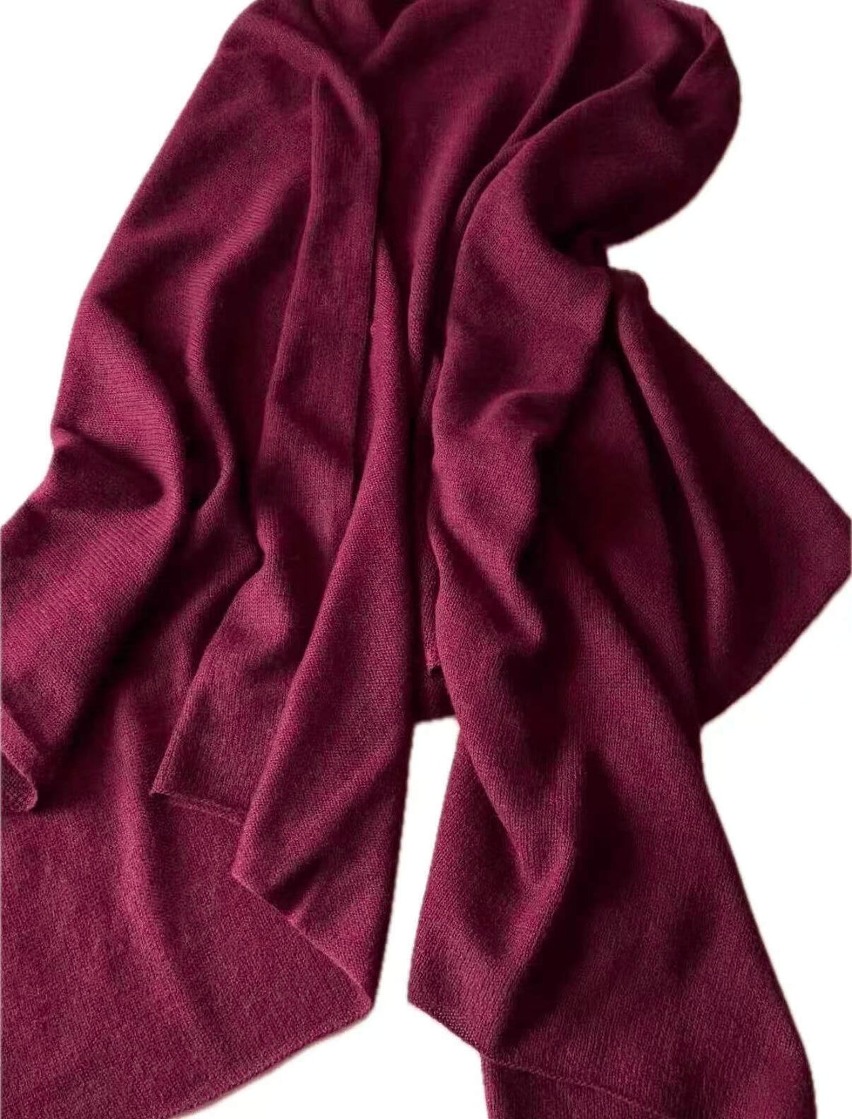 A deep burgundy scarf for Women’s Lightweight 100% Cashmere Travel Wrap