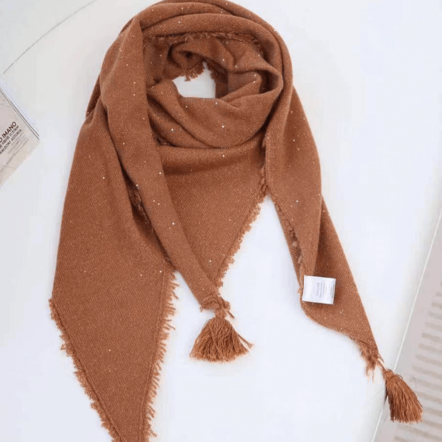 Luxurious 100% Cashmere Triangle Shawl Scarves for Women in brown