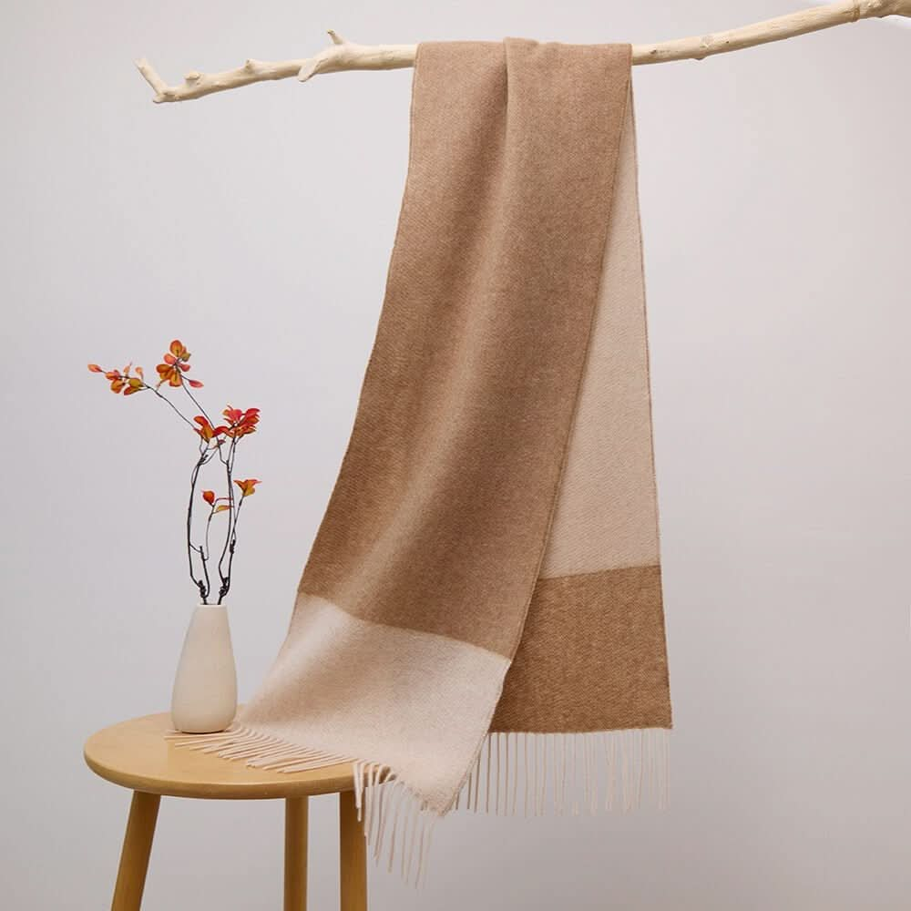 men's cashmere scarf in camel, this cashmere scarf mens is two tone scarf, fashion and warm for winter