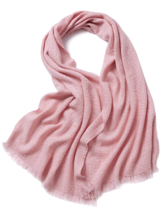Pink 100% cashmere scarf soft lightweight bridal wrap 180×60cm