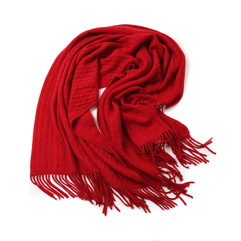 women's cashmere scarf shawl with tassels in red, cashmere throw blanket women