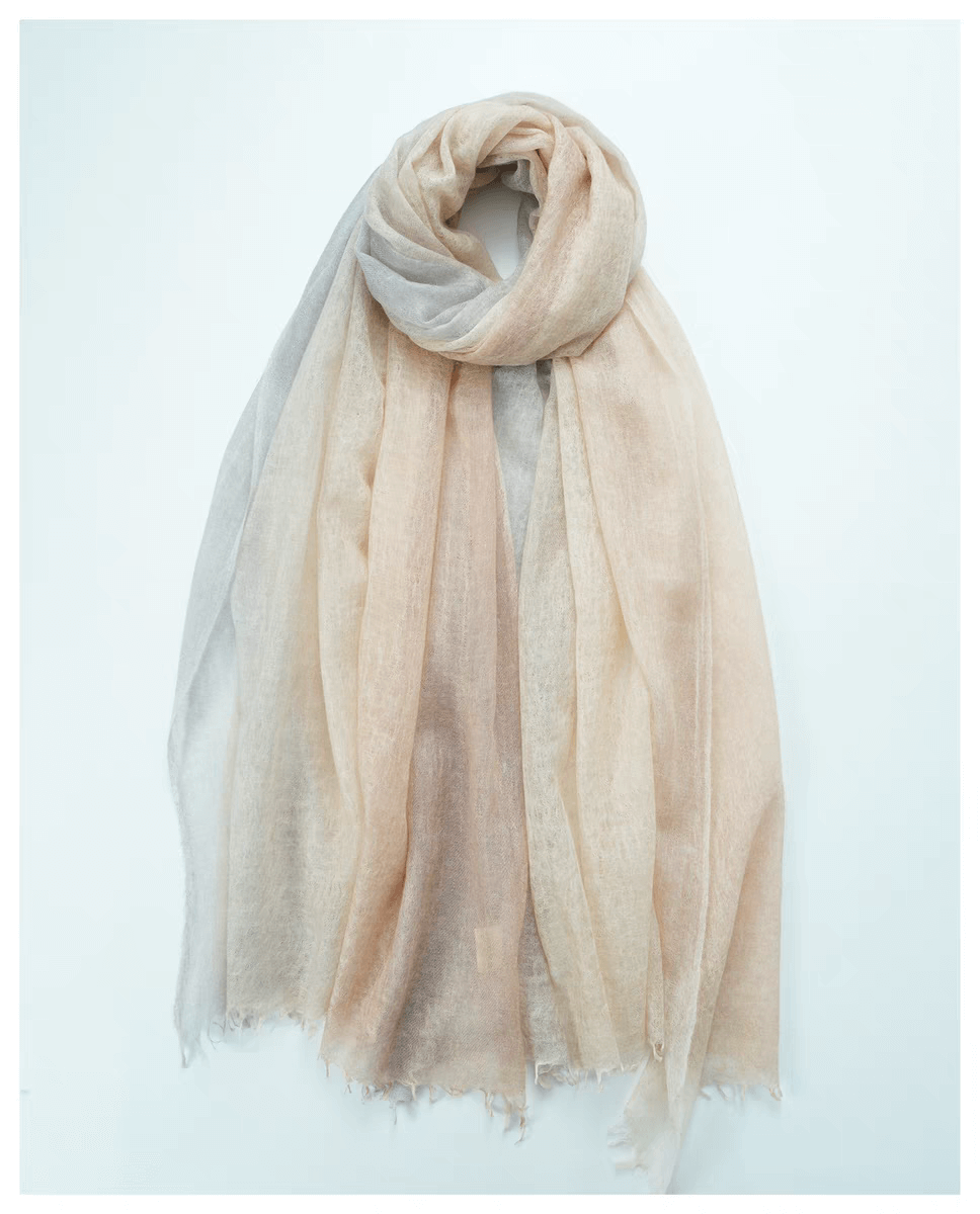 100% Cashmere Gradient Scarf Shawl in light pink