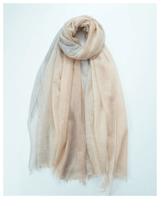 100% Cashmere Gradient Scarf Shawl in light pink