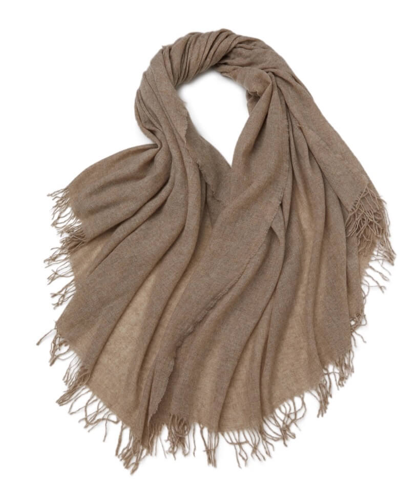 Oversized woven cashmere scarf with soft natural texture
