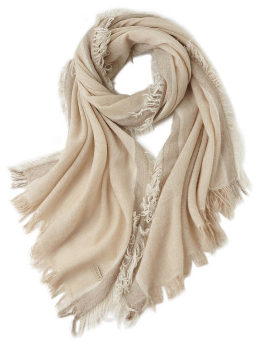 Luxury 100% Cashmere Scarf hand-twisted fringe