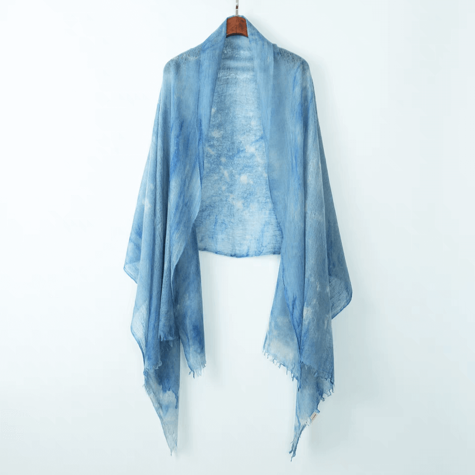  ultra-lightweight 100% Cashmere Scarf Shawl in light blue
