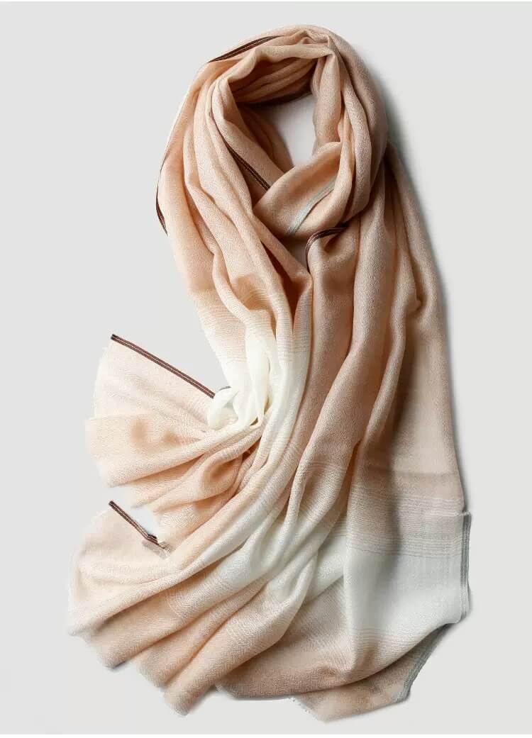 Orange gradient cashmere scarf thin airy 75g soft cashmere shawl for spring