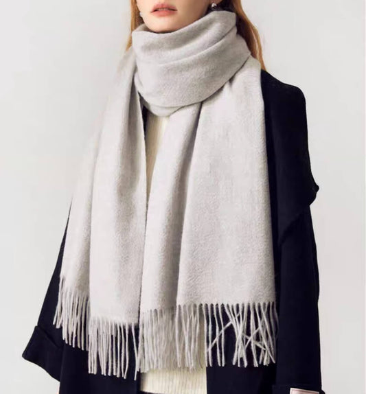 Women's cashmere blanket scarf wrap shawl in light grey