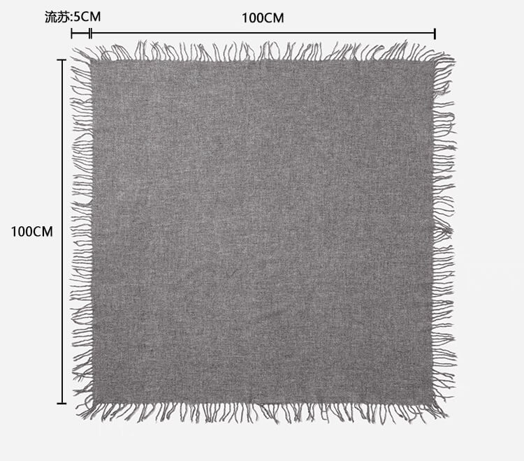 woven cashmere square scarf with handmade fringe edges