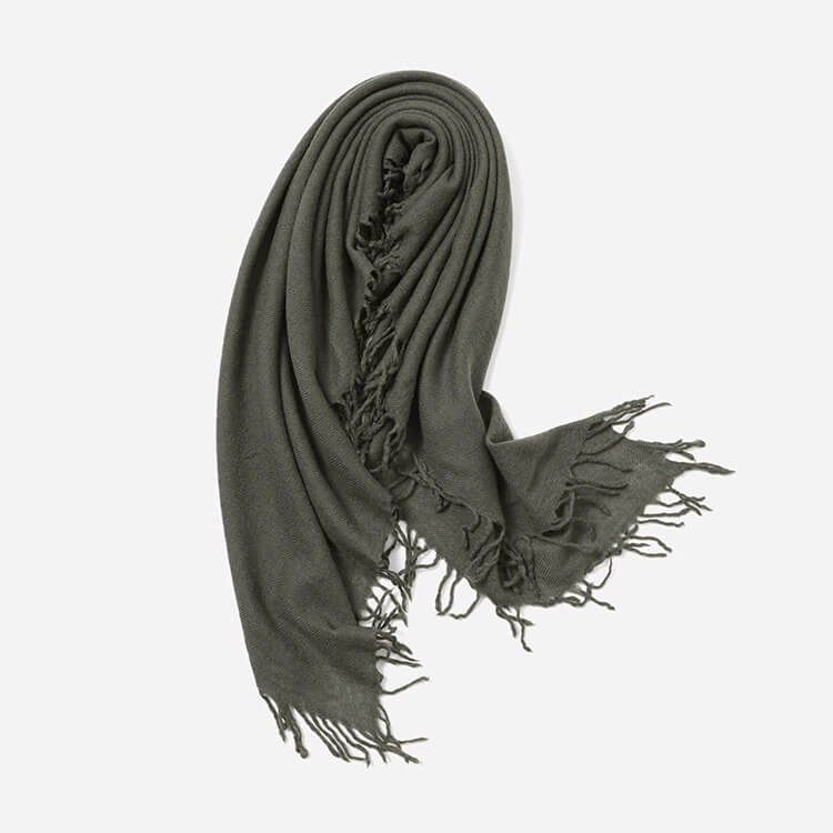 Olive green cashmere scarf for year-round wear