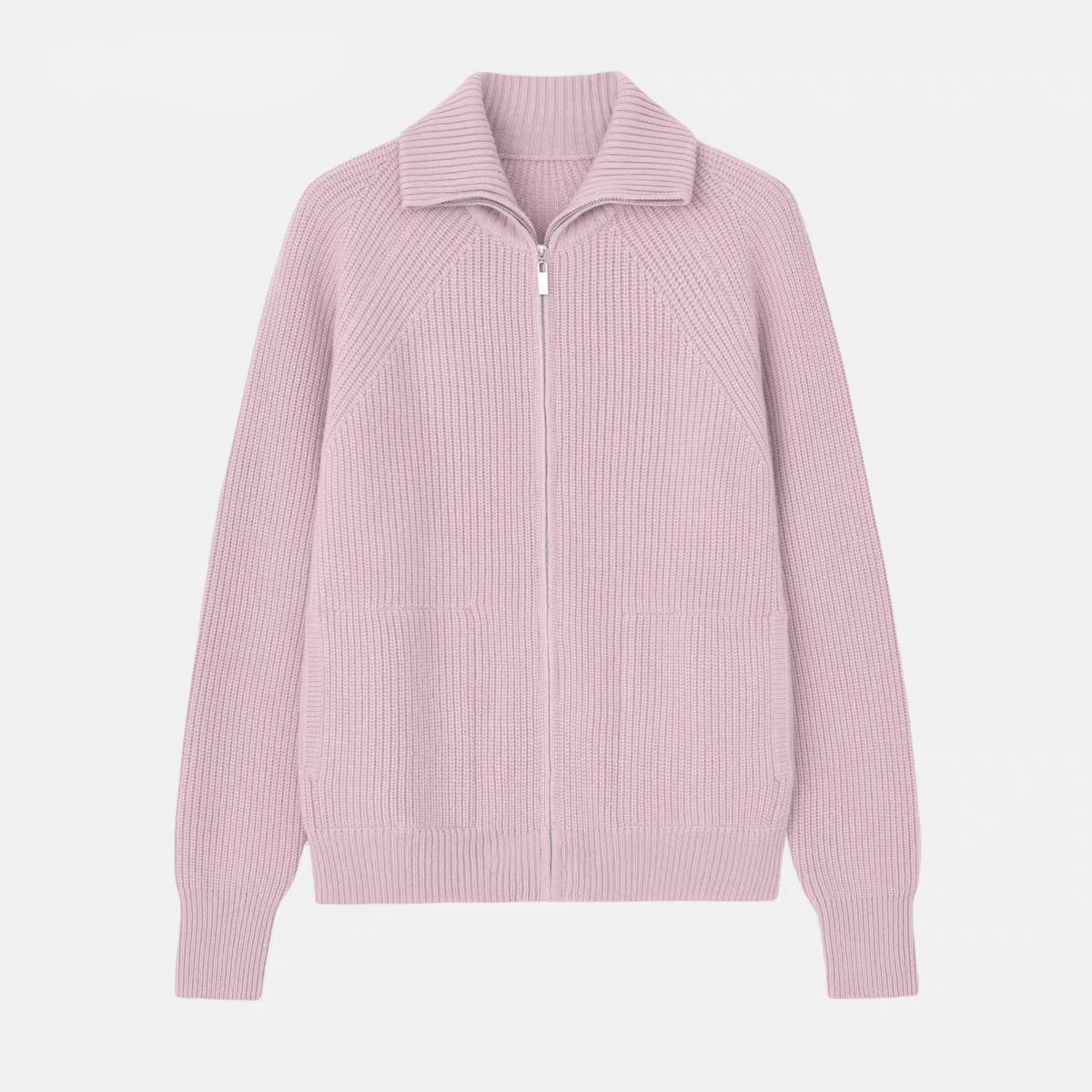 Luxurious 100% Cashmere Zip-Front Cardigan Pink 100% Cashmere One size