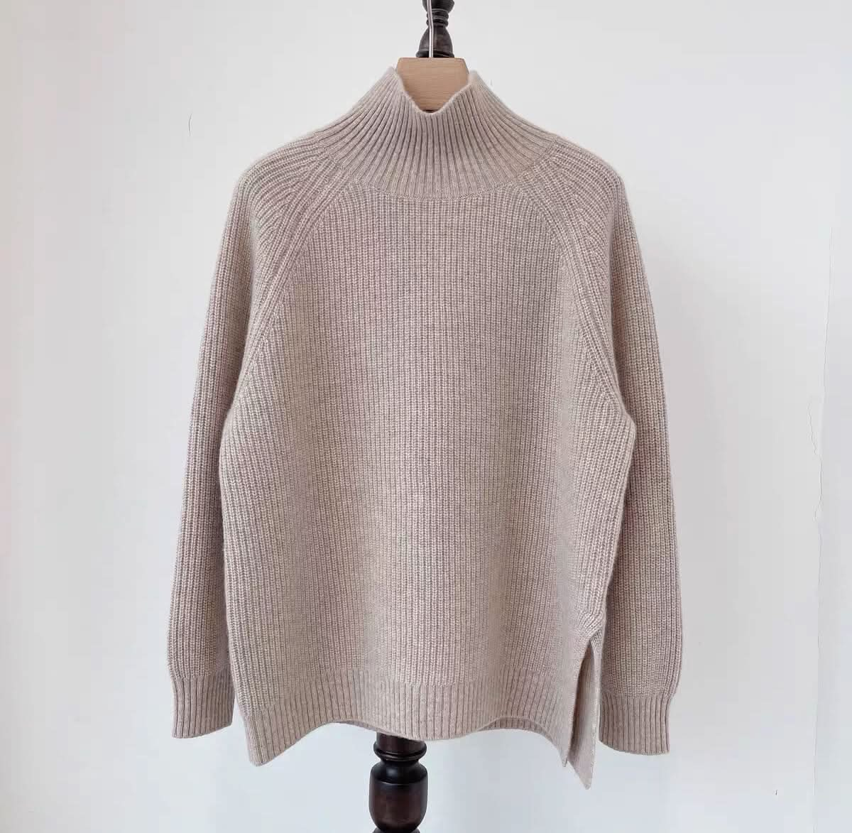 women cashmere ribbed high neck sweater 