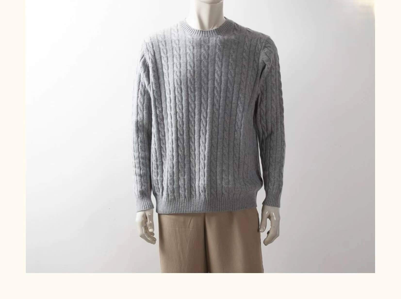 men's cashmere sweater cable knitting in grey,The Most Luxurious Sweaters in the World