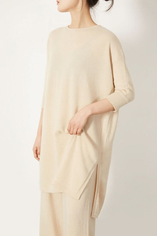 cashmere dress sweater in sand color